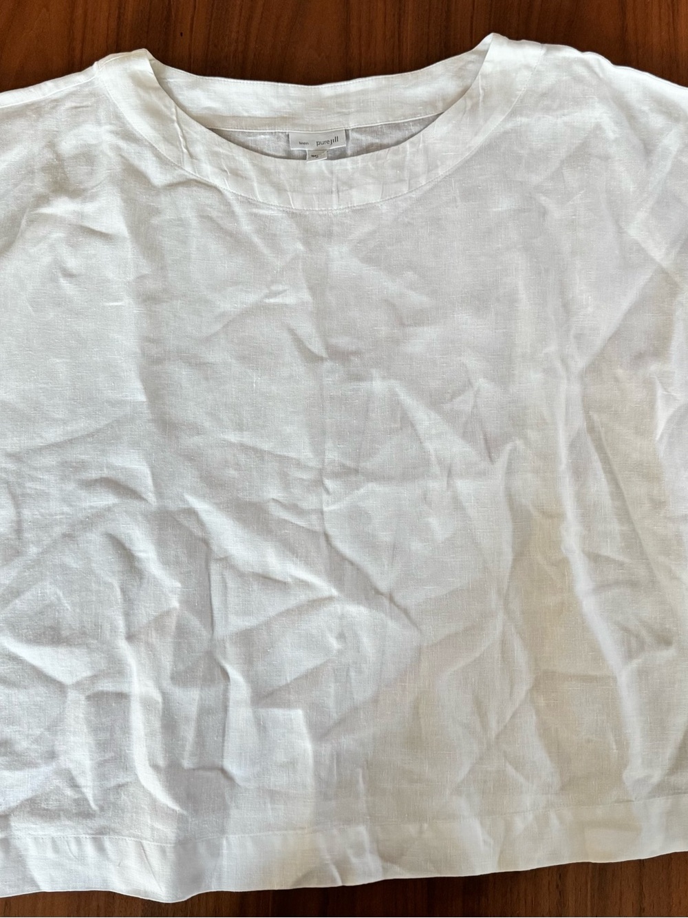 Pure Jill J. Jill White Linen Boxy Top Size Medium - Picture 3 of 5